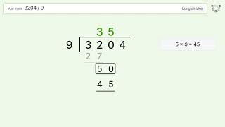 Long Division Problem 3204/9: Step-by-Step Video Solution Update