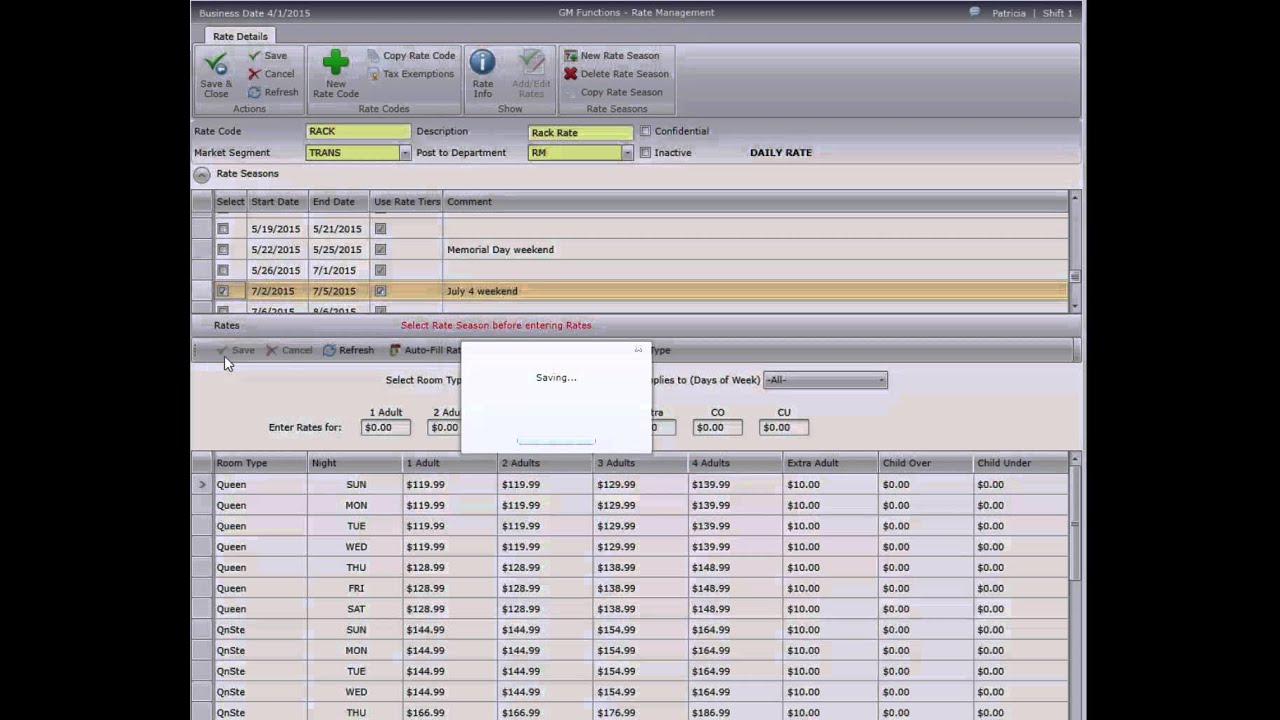 MSI CloudPM: Plan Rates by Day of Week