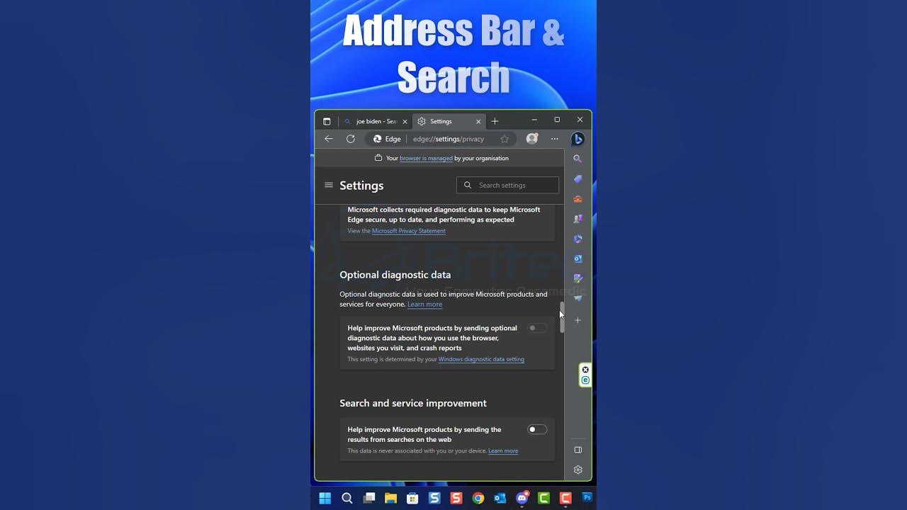 Change default search in edge youtube
