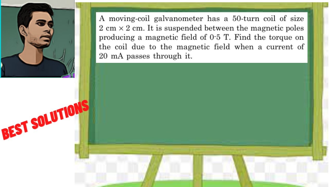 A moving-coil galvanometer has a 50-turn coil of size 2 cm × 2 cm. It is suspended between the