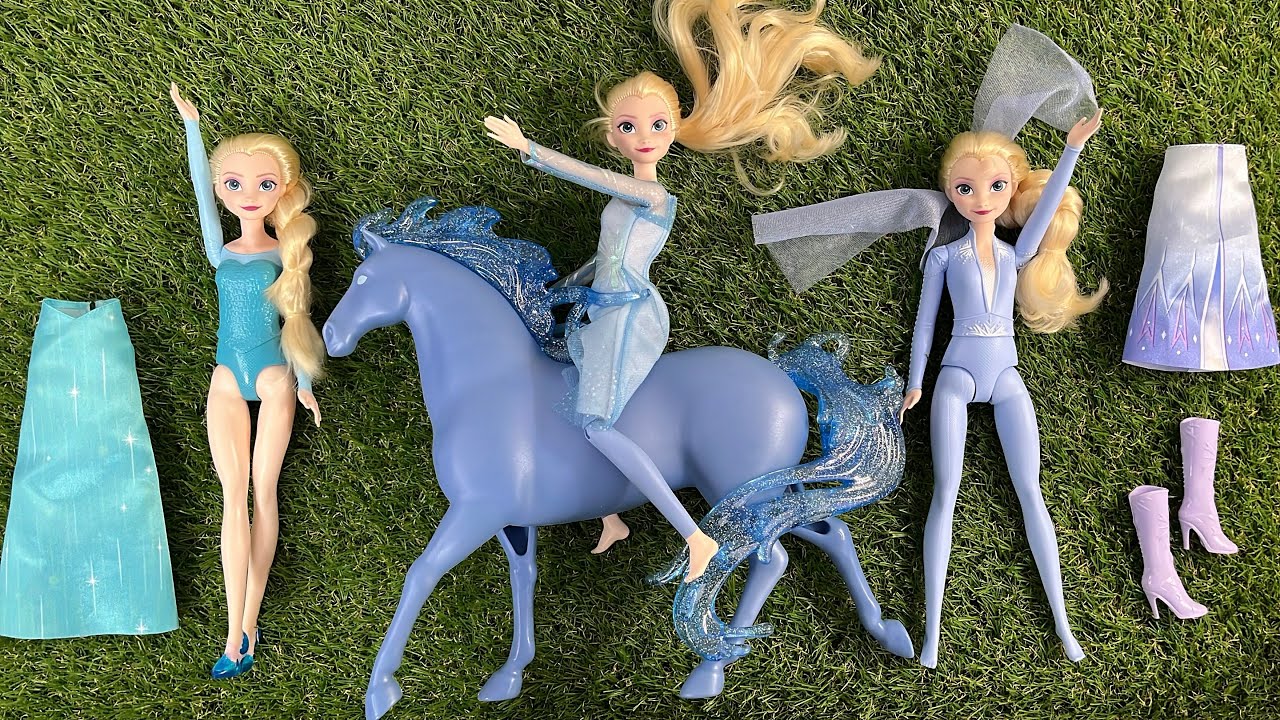 Disney Doll Collection | Frozen Elsa and Anna, Belle, Ariel | Unboxing Disney Mattel playset