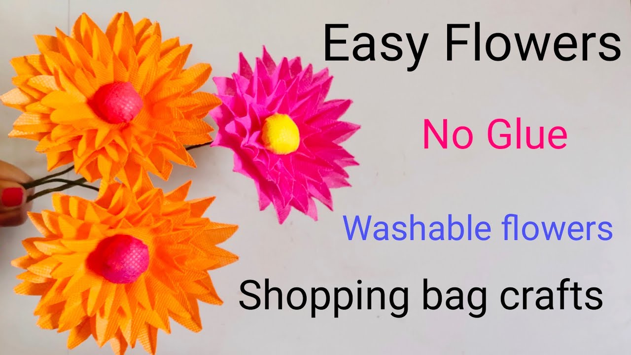Shopping bag flowers how to make carry bag flowers easy crafts YouTube