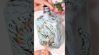 Easy DIY Wodden Emblishment Bottle Idea💕✨~ Bottle Art Idea~ #shorts #diy #diycrafts #bottleart #art