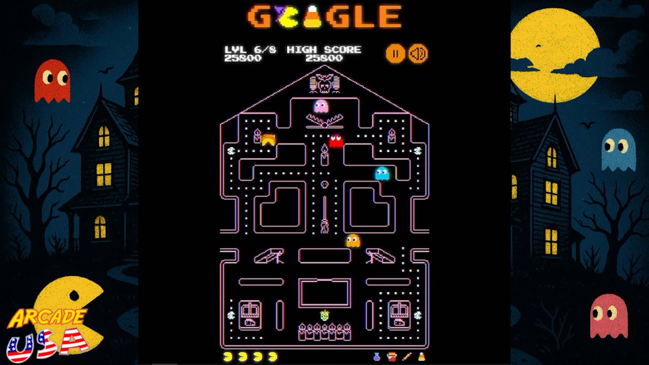Halloween Pac Man! (Google - October 2025) - YouTube