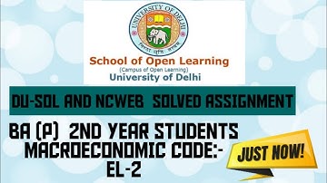 DU SOL || BA (P) 2nd YEAR || MACROECONOMIC CODE:-EL-2 || 2020