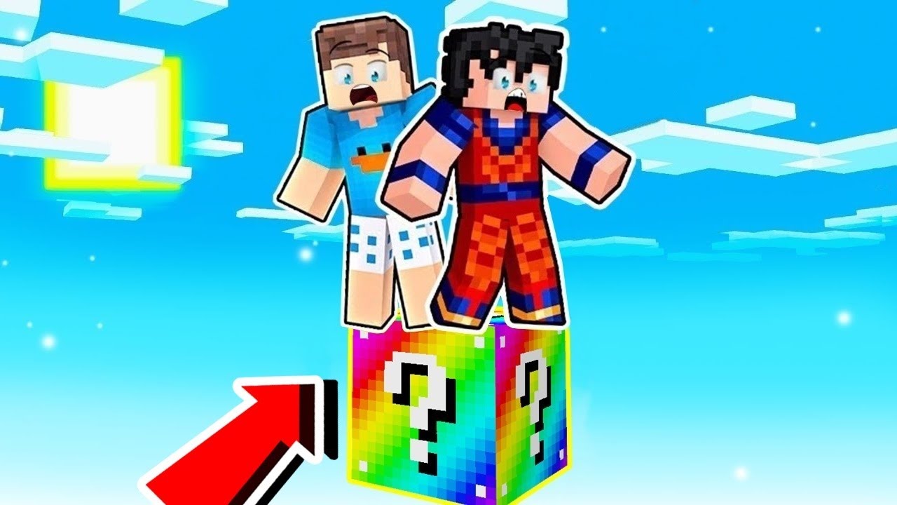 SOBREVIVA EM APENAS 1 BLOCO DE LUCKY BLOCK SPIRAL NO MINECRAFT!