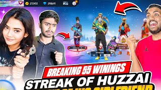 India No 1 Winning Streak In Rank Game Breaking 55 Winning streak Of Huzzai 😱 - Garena Free Fire