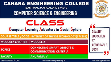 VTU IOT (17CS81) Connecting Smart Objects & Communication Criteria (M2 L3)