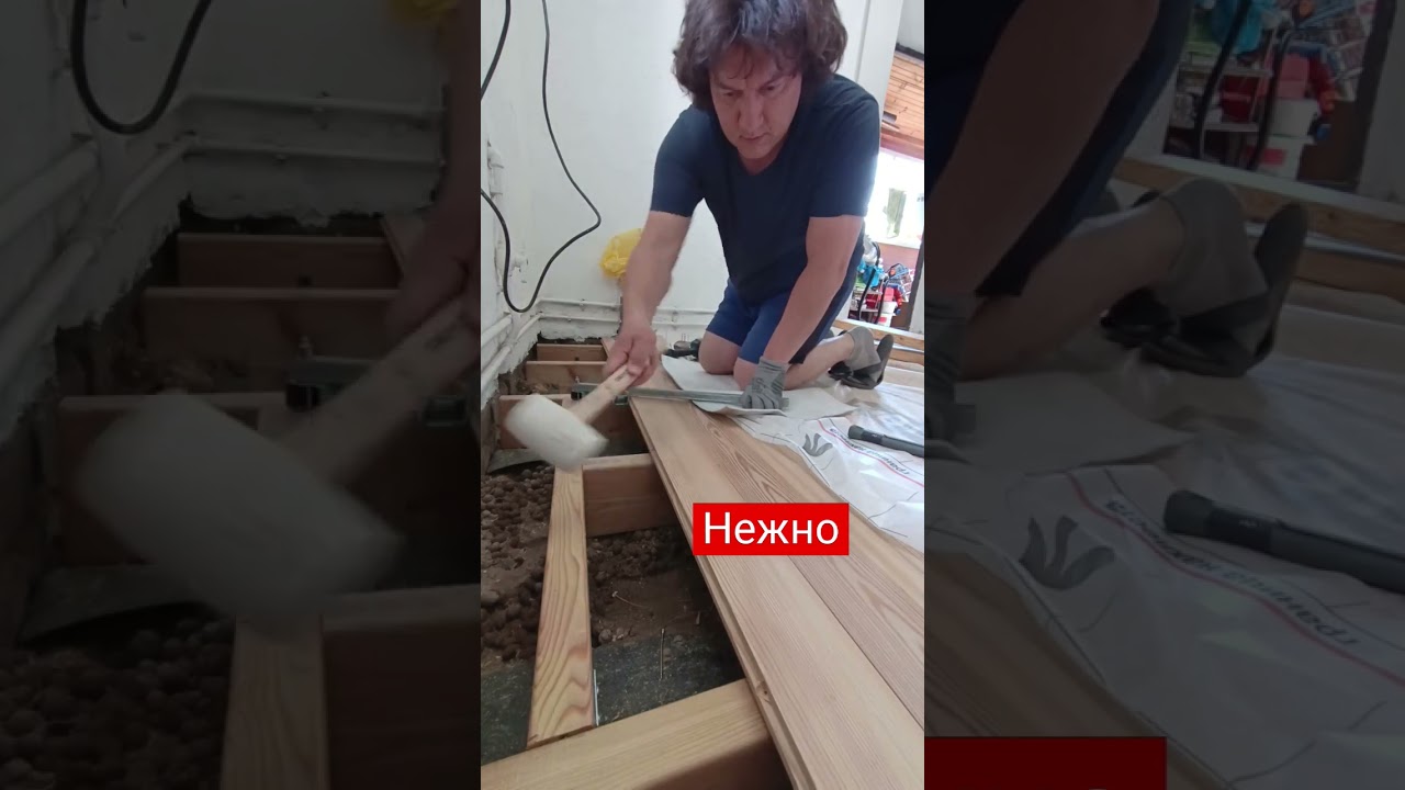 Монтаж шпунтованной доски из лиственницы. 