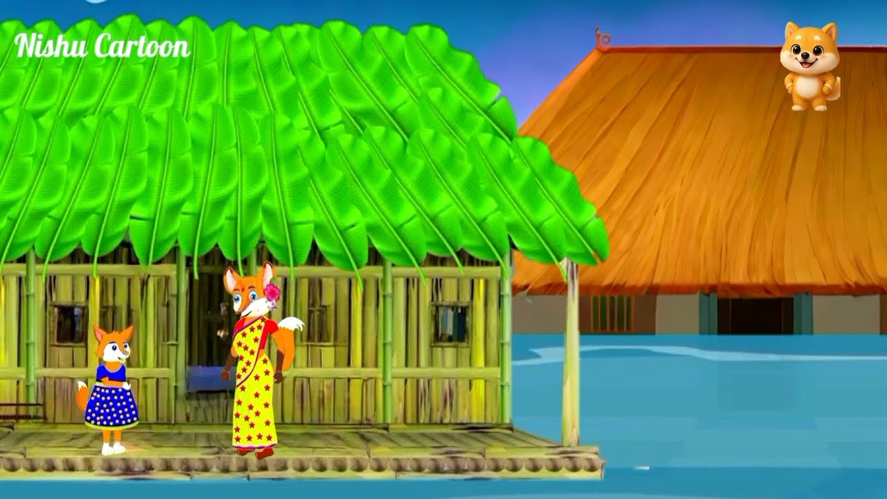 বন্যায়  ভাসমান কলাপাতার বাড়ি। Fox Cartoon।Shiyaler Cartoon।Bangla Cartoon। 