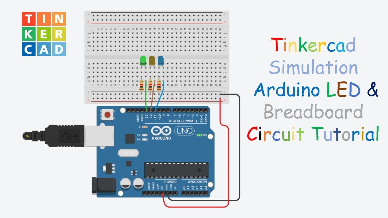Tinkercad Simulation Arduino LED & Breadboard Circuit Tutorial ...