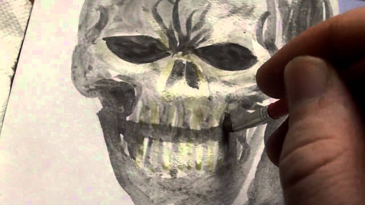 Drawing Journal 4 Watercolor Paints Skull