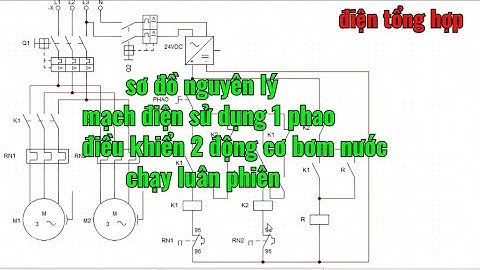 #điệntổnghợp, sơ đồ nguyên lý mạch điện dùng 1 phao điều khiển 2 bơm chạy luân phiên,mạch luân phiên