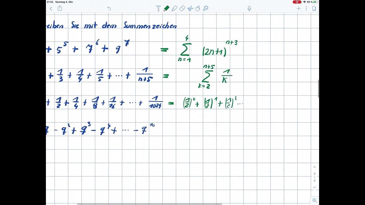 Mathe Vorkurs 2020 A45bMitbdem Summenzeichen schreiben YouTube