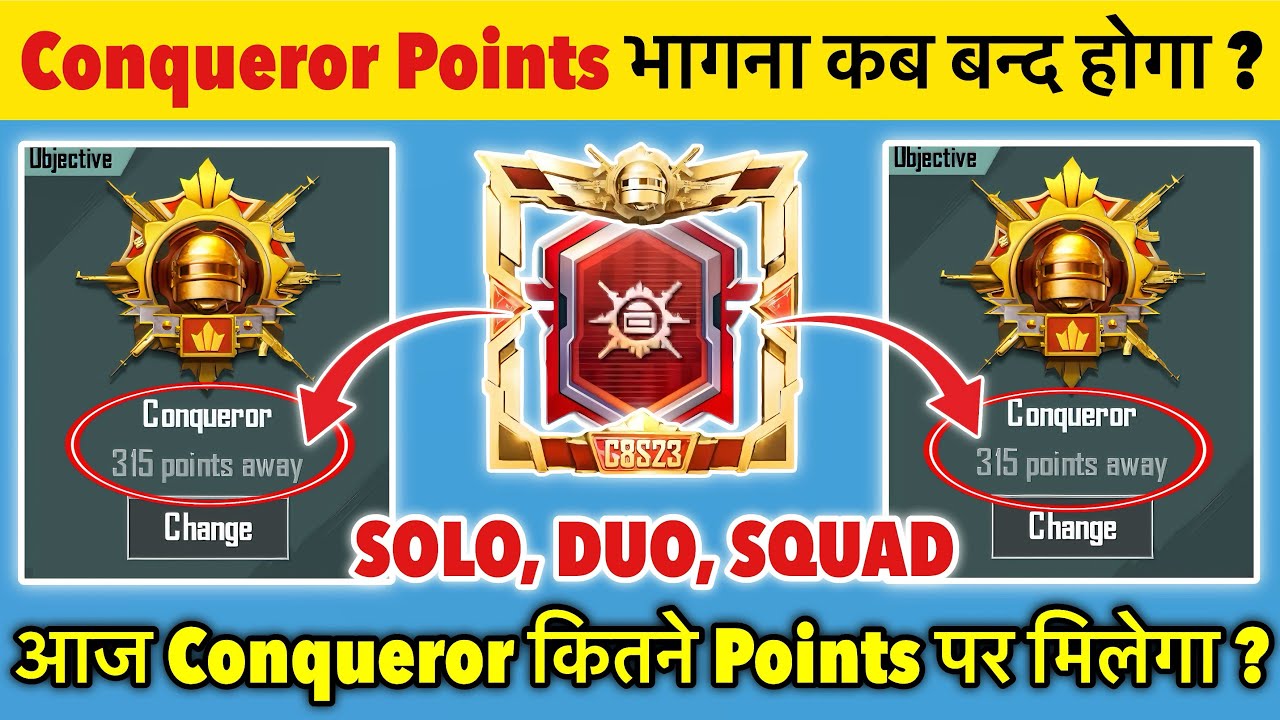🇮🇳Day 8 -Daily Conqueror Points Bhagna Kab Band Hoga🧐 | Today Conqueror Points - Solo, Duo, Squad ✅