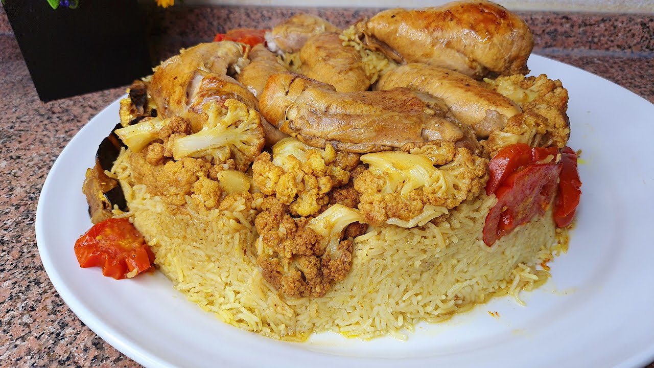 مقلوبة من اطيب الوصفات بالزهرة والباذنجان #مقلوبة #مقلوبه #مقلوبة_دجاج