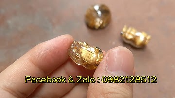 Tỳ hưu thạch anh tóc vàng bã mía đồng trục trong vắt size bé