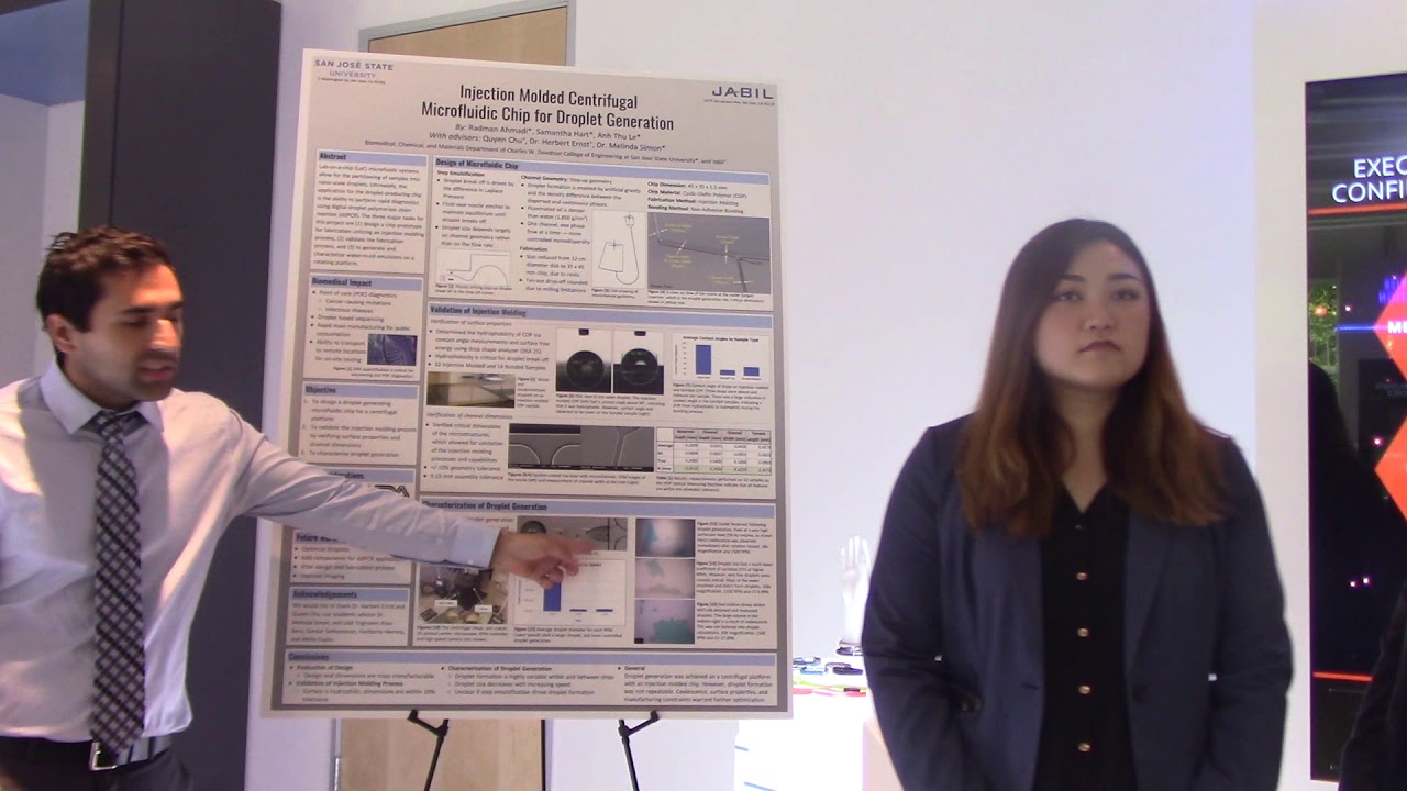 SJSU-JABIL Collaboration:  Injection Molded Centrifugal Microfluidic Chip for Droplet Generation