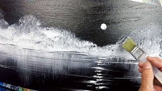 Black and White / Landscape / Demo 125 / Moon Reflection / Acrylics / Painting Techniques