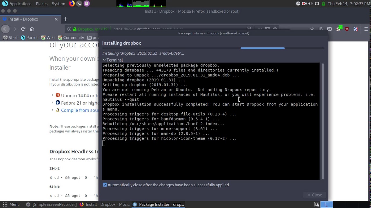 How To Install Dropbox On Parrot OS YouTube