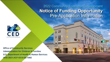 2022 Community Economic Development Notice of Funding Opportunity Pre-Application Presentation