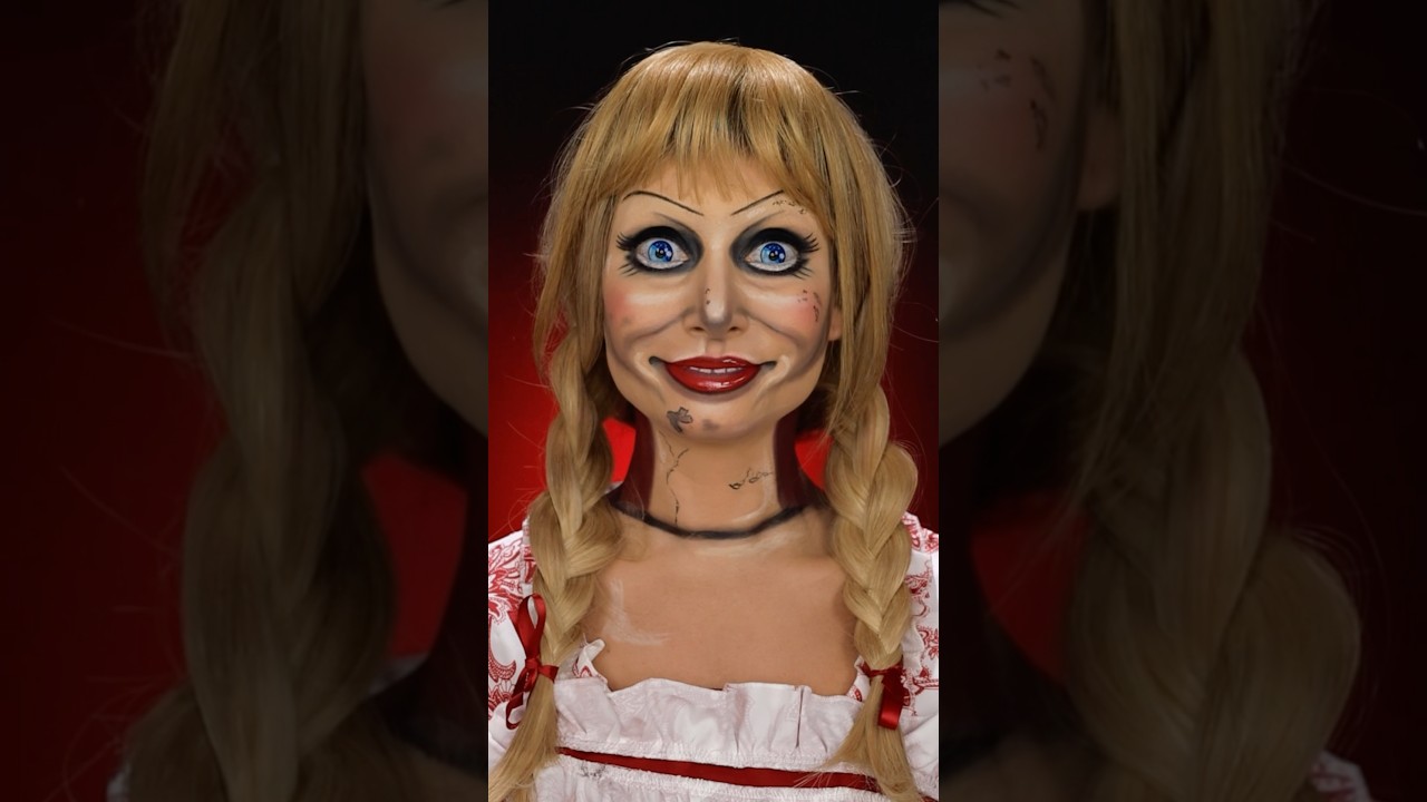 Transforming into Annabelle 🎀 #annabelle #cosplaymakeup #sfx