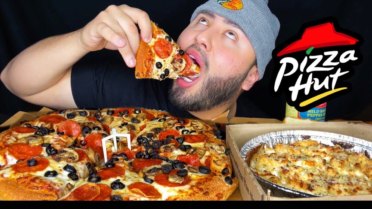 Pizza Hut Cheesy Pizza + Creamy Pasta MUKBANG YouTube