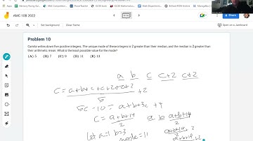 AMC 10B 2022 #10- Mean Median Mode