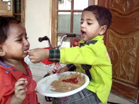 Husnain with his sister and cousin - Cute innocent...