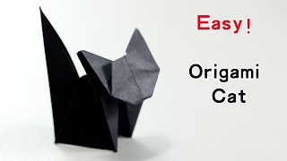 How to fold paper black cat，Easy origami cat，Step by step origami tutorial，small animal origami