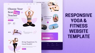 Responsive Yoga Fitness website template in HTML CSS JS with Source code