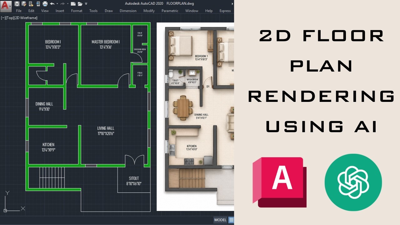 How to Render 2D Floor Plan Using AI | AutoCAD Plan to Realistic Render ...