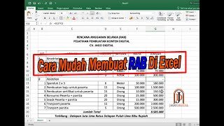 Cara Mudah Membuat RAB Di Excel