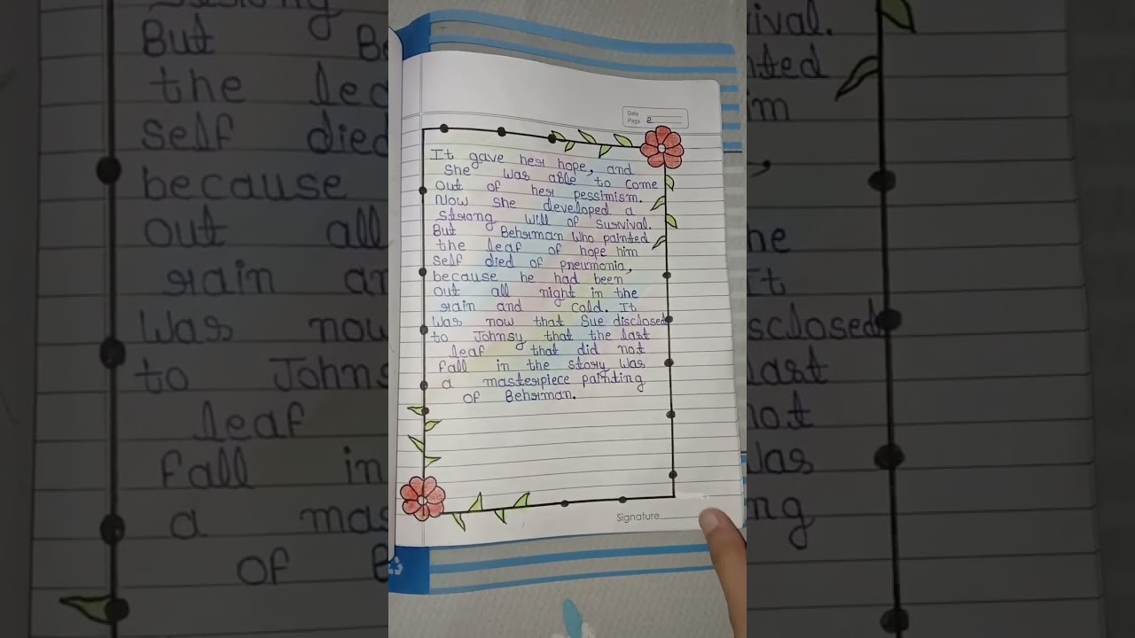 B.A First Semester English Assignment "The Last Leaf" By O.Henry