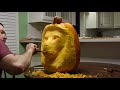 3D Pumpkin Carving - "Lion" - (Time Lapse)