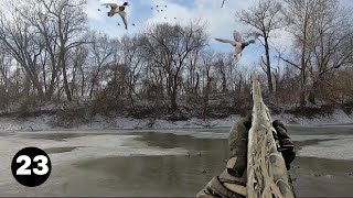 Mallard Duck Hunt Over and ICE HOLE! Coldest Icy Hunt of My Life! Man VS ICE!