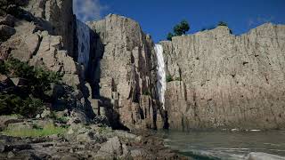 Peaceful Bay with Gentle Waterfalls (4K HDR) – Relaxing Nature Ambience