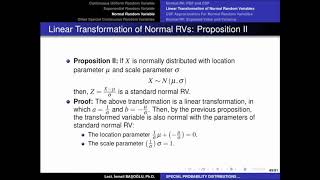 Probability Theory 40 Linear Transformation of Normal Random Variables