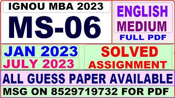ms 06 solved assignment 2023 / ms 6 solved assignment 2022-23 / ignou ms 6 2023-24
