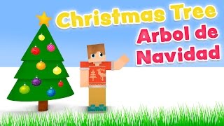 Christmas Tree cartoons - Colors and numbers in english and spanish for kids