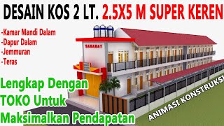 DESAIN KOS KOSAN 2 LANTAI 2.5X5 M || Kamar Mandi Dalam, Dapur, Jemuran & Teras