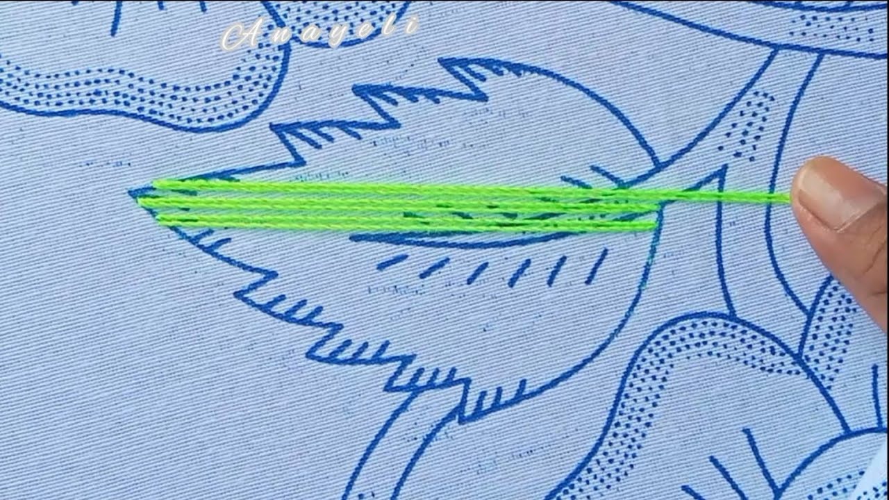 como bordar una hoja#43🌿 con una linda puntada ideal para cualquier diseño