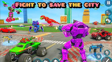 Dino Robot Car Game - Flying Robot Transforming Game - Save the city from aliens #38