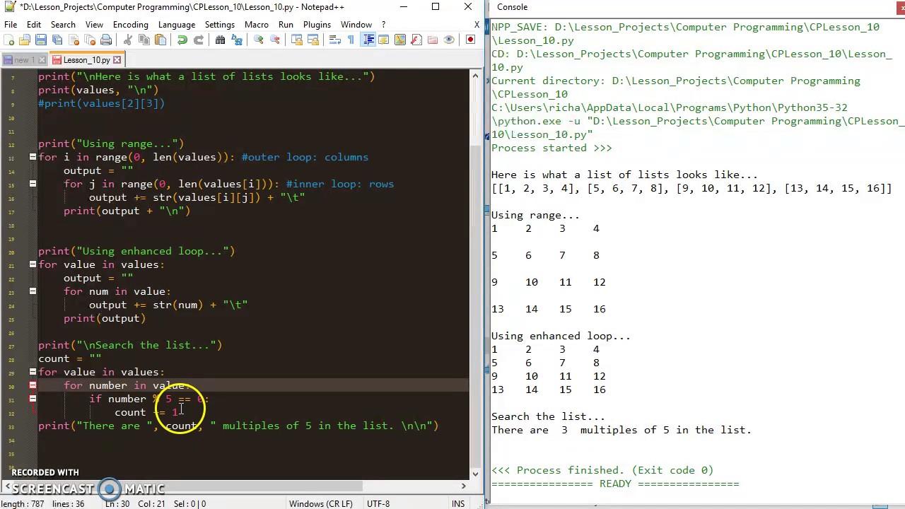 Searching through 2D Lists in Python - YouTube