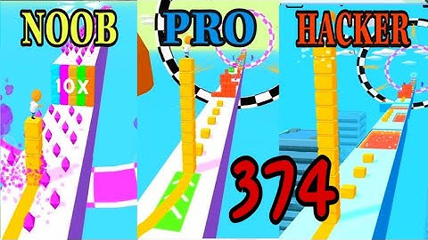 NOOB vs PRO vs HACKER in Cube Surfer ❤️ All Levels Gameplay