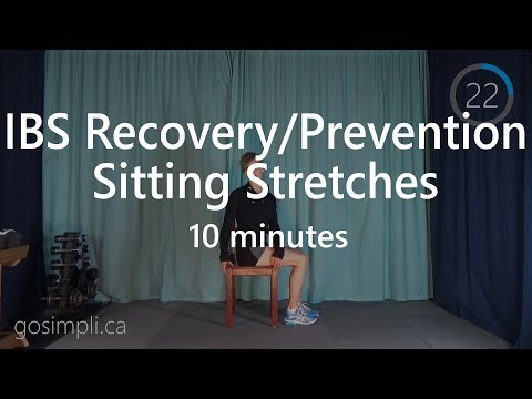 IBS Sitting Chair Stretches for Gas/Bloating Associated with IBS Recovery/Prevention Workout