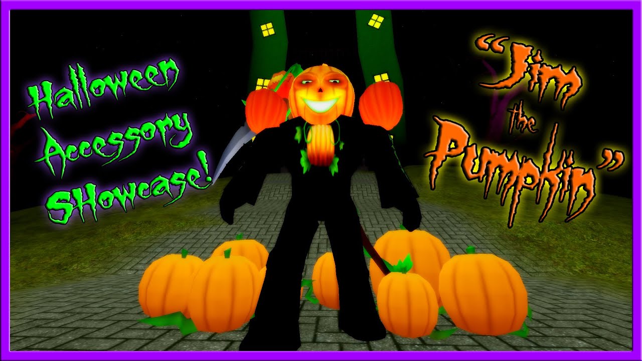 Roblox Halloween Accessories Jim The Pumpkin Avatar Showcase Youtube - purple pumpkin head roblox