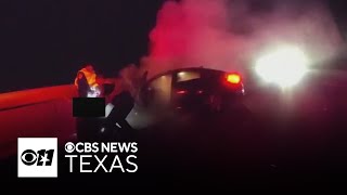 North Texas officer rescues suspected drunk driver from burning car after crash