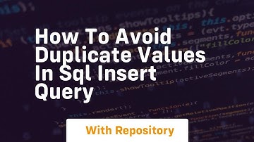 how to avoid duplicate values in sql insert query