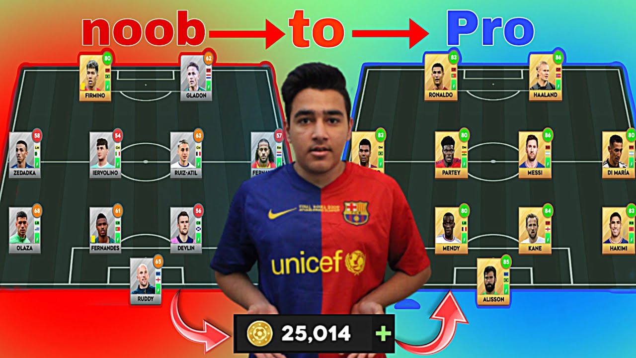 تبدیل اکانت نوب به اکانت فول لجندری با استفاده از 25000 سکه در دریم لیگ😱🔥make Noob to Pro account